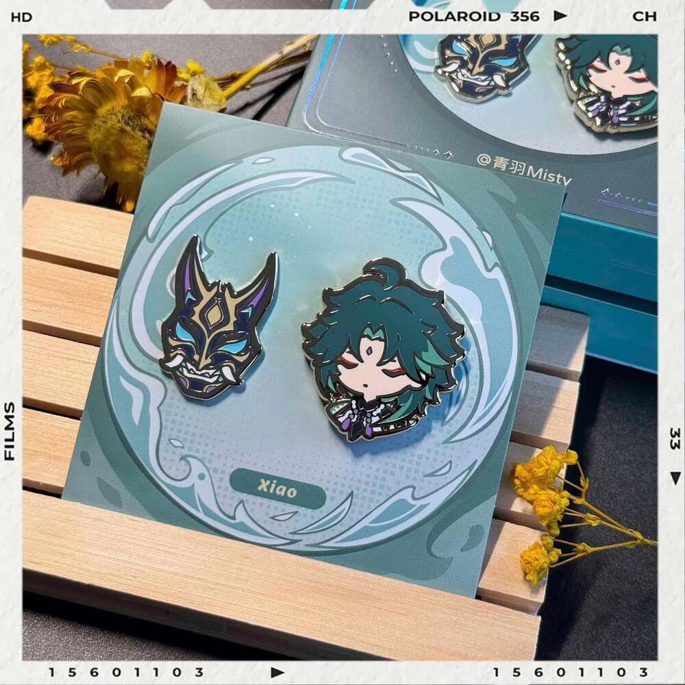 Genshin Impact Xiao Nuo Mask Magnetic Metal Badge Set - Luminous Fan Merch Birth